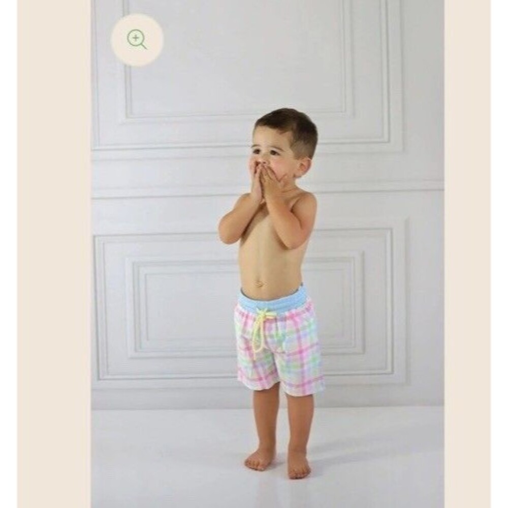 Swoon Baby Boys Pastel Plaid Swim Trunks Sz 12M NWT Lined